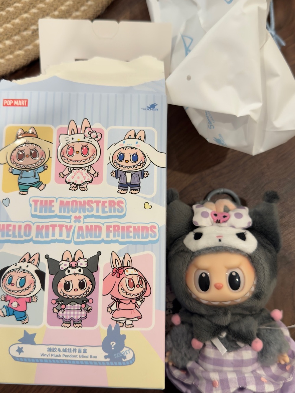 Pop Mart The Monsters x Hello Kitty and Friends Kuromi Gray Plush Keychain